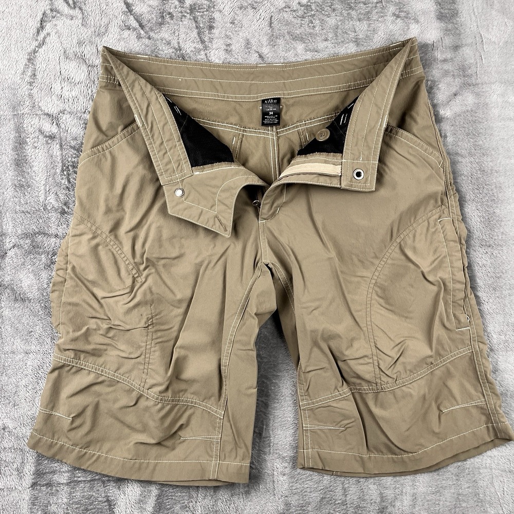 KUHL Shorts Mens 33 Khaki Hiking Outdoor Cargo Lightweight‎ Nylon Stretch READ